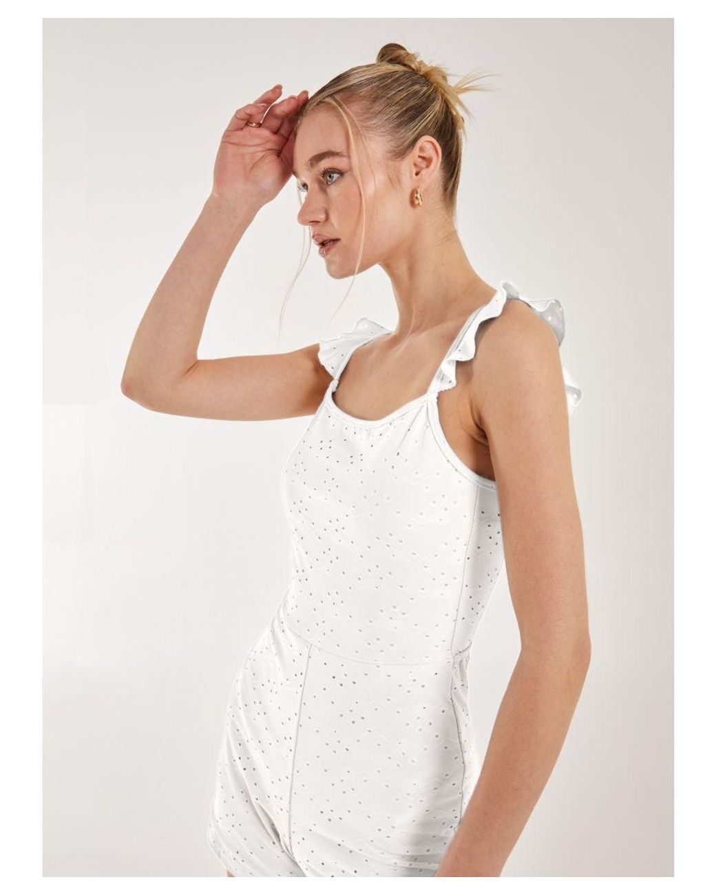 Pink Vanilla White Back Detail Broderie Playsuit