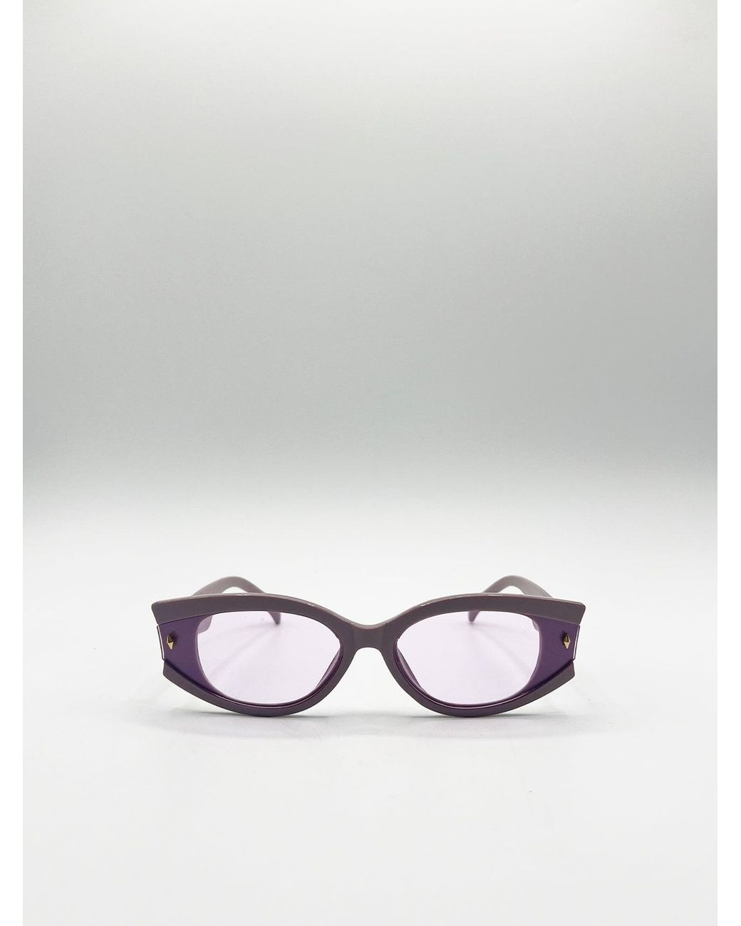 SVNX White Oval Rectangular Vintage Sunglasses