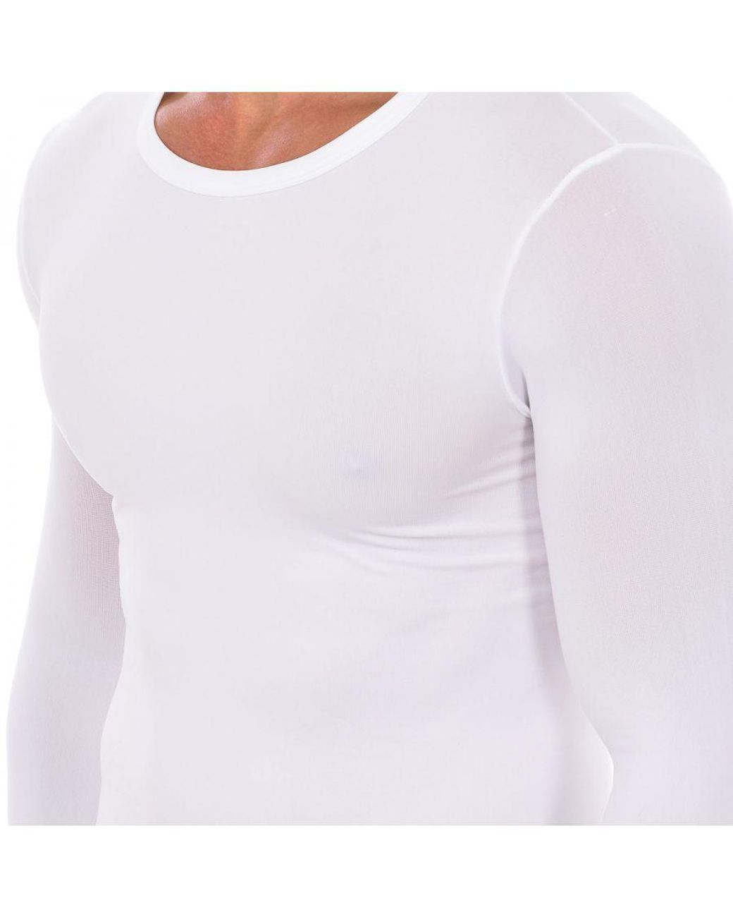 Intimidea White Girocollo Long Sleeve And Round Neck Undershirt 200079 for men