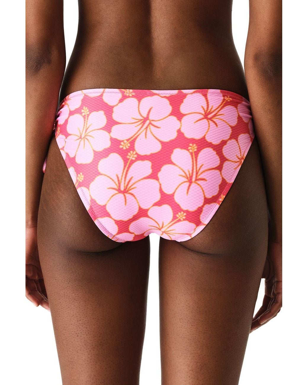 Penti Pink Annetta Ring Floral Textured Mid Waist Bikini Bottom