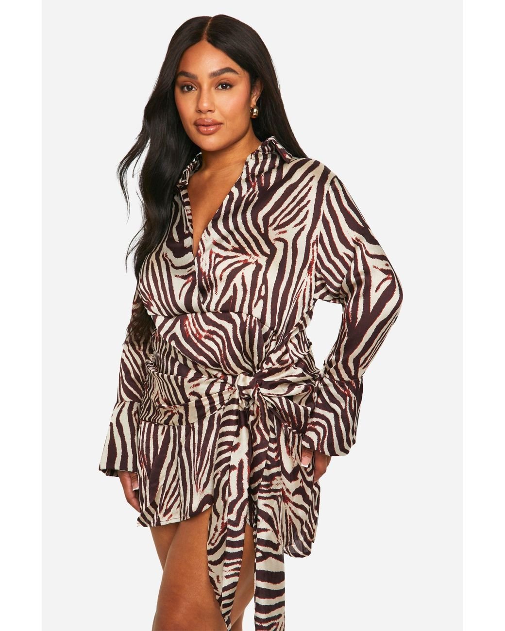 Print Boohoo Plus Wrap Top Buy Blouses Shirts Boohoo In Iraq