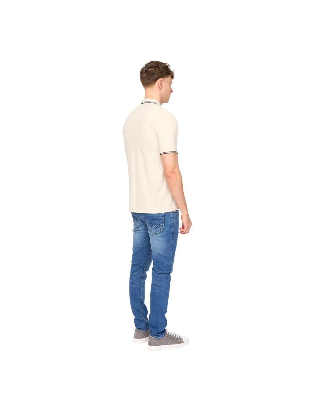 Duck and Cover White Wrentham Polo Shirt (Light Stone) for men