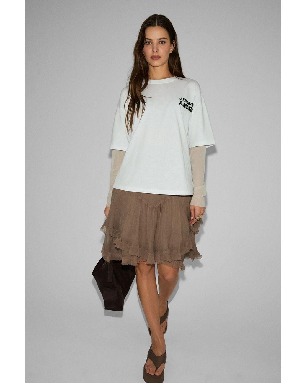 Grimelange Gray Printed Crew Neck T-Shirt