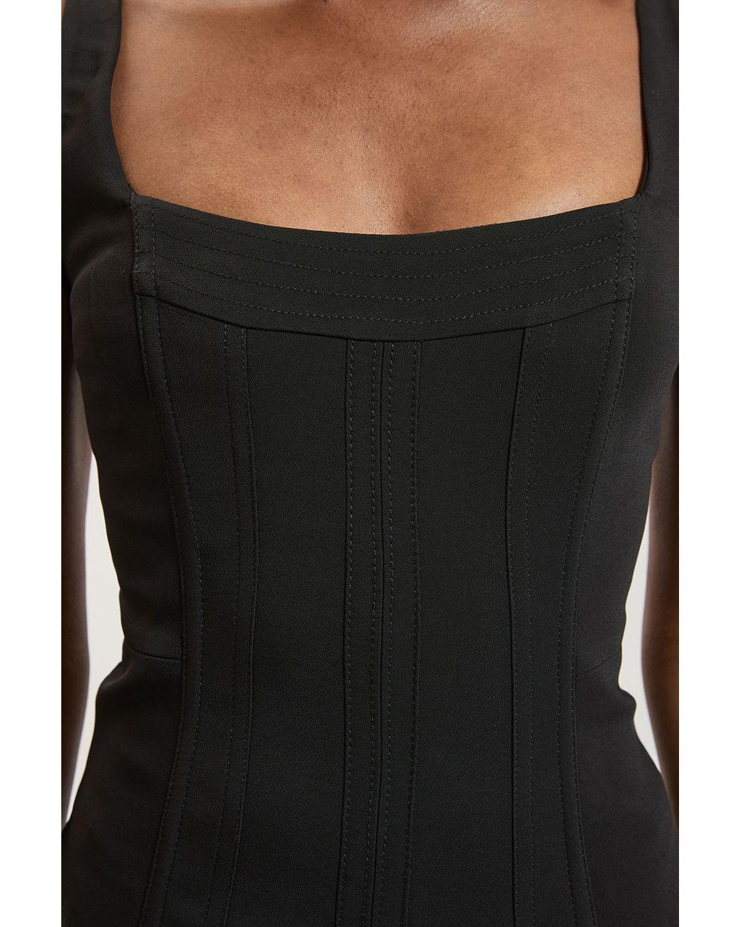 Karen Millen Black Compact Viscose Corset Top