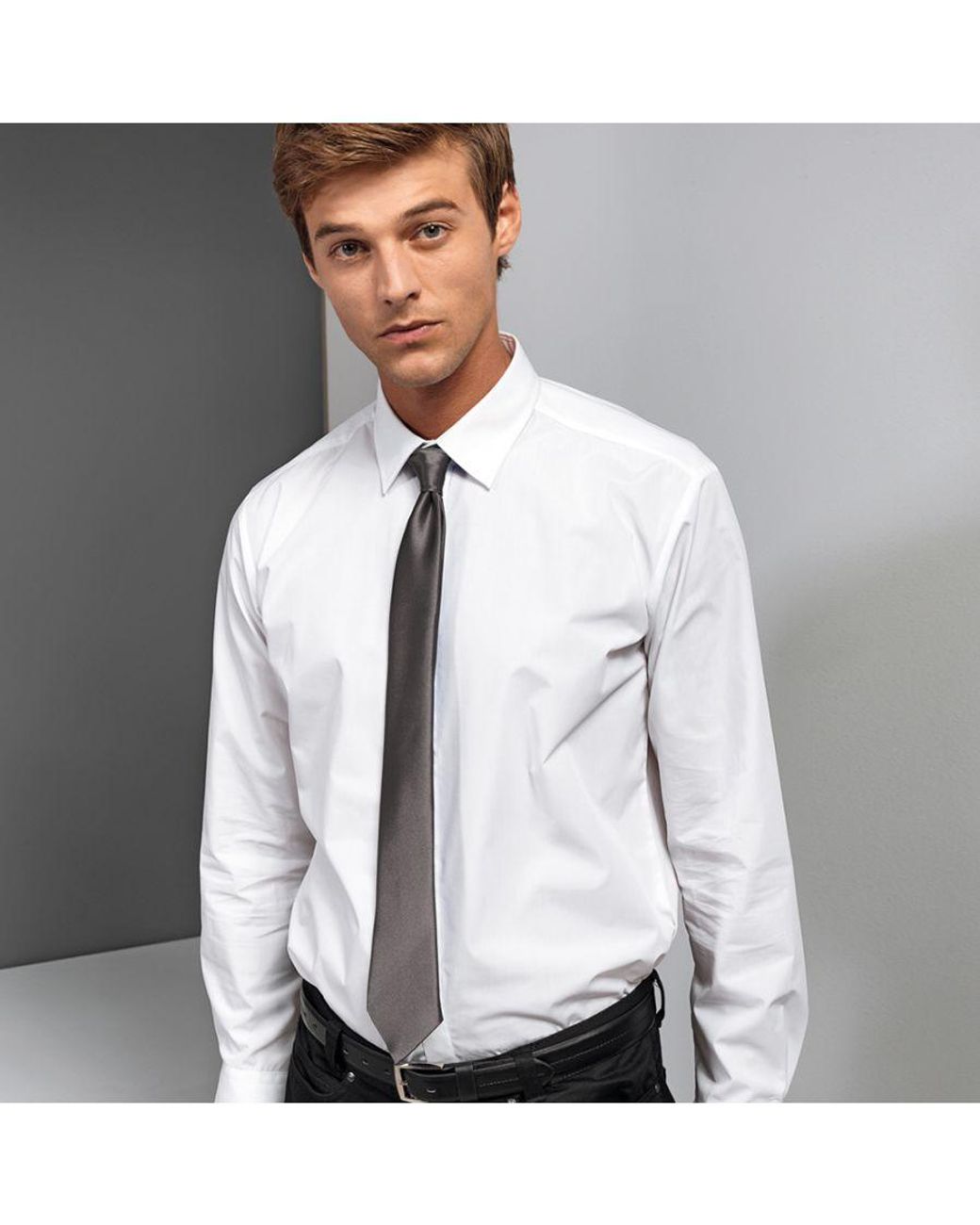 PREMIER Brown Colours Satin Clip Tie (Dark) for men