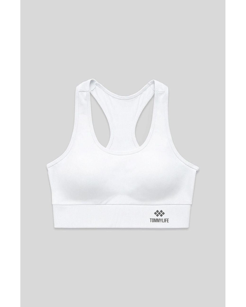 TOMMY LIFE White Sleeveless Cropped Fitted Sports Top