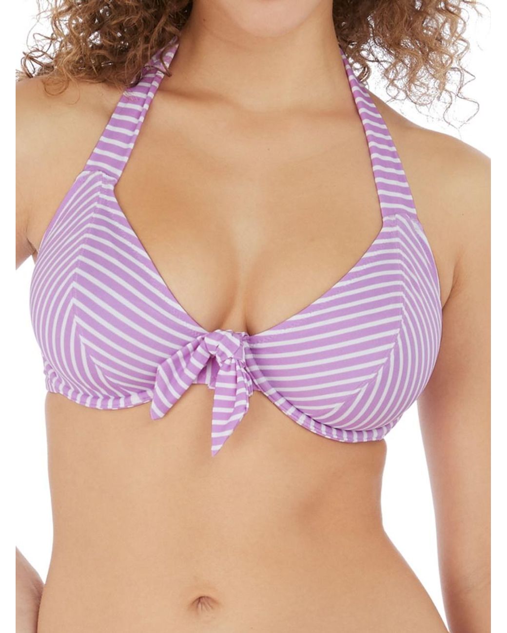 Freya Purple Beach Hut Bandless Halter Bikini Top