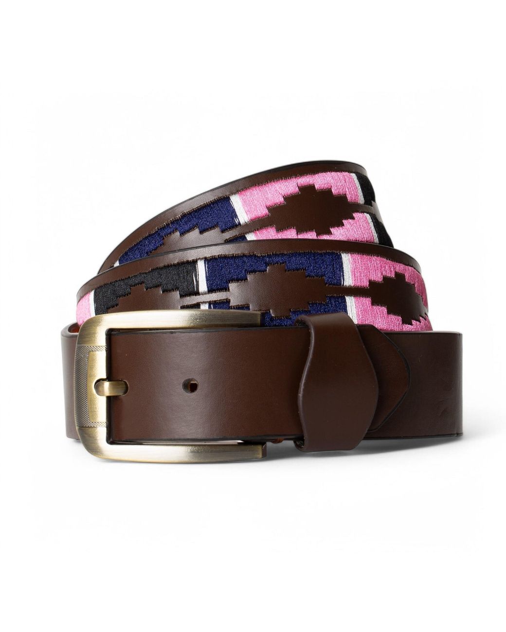 Woodland Leathers Polo Leather Belt With Colourful Embroidered Stitching for men