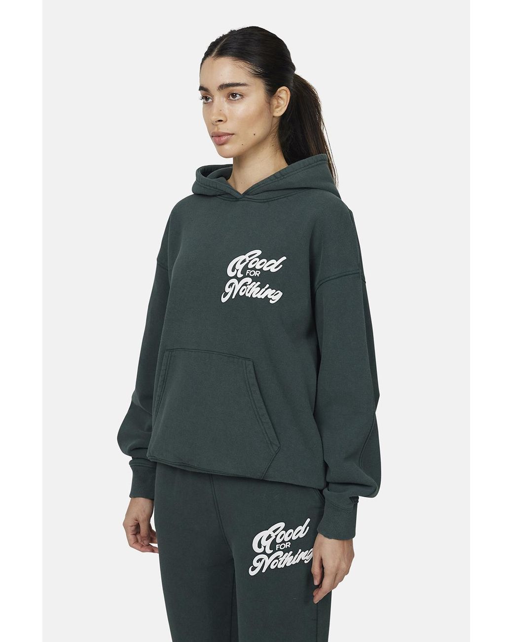 Good For Nothing Green Relaxed Hoodie