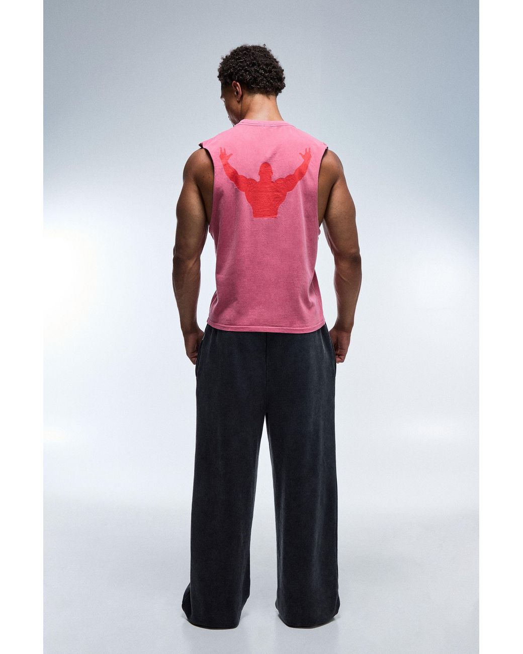 BoohooMAN Pink One More Rep Washed Regular Fit Tank for men