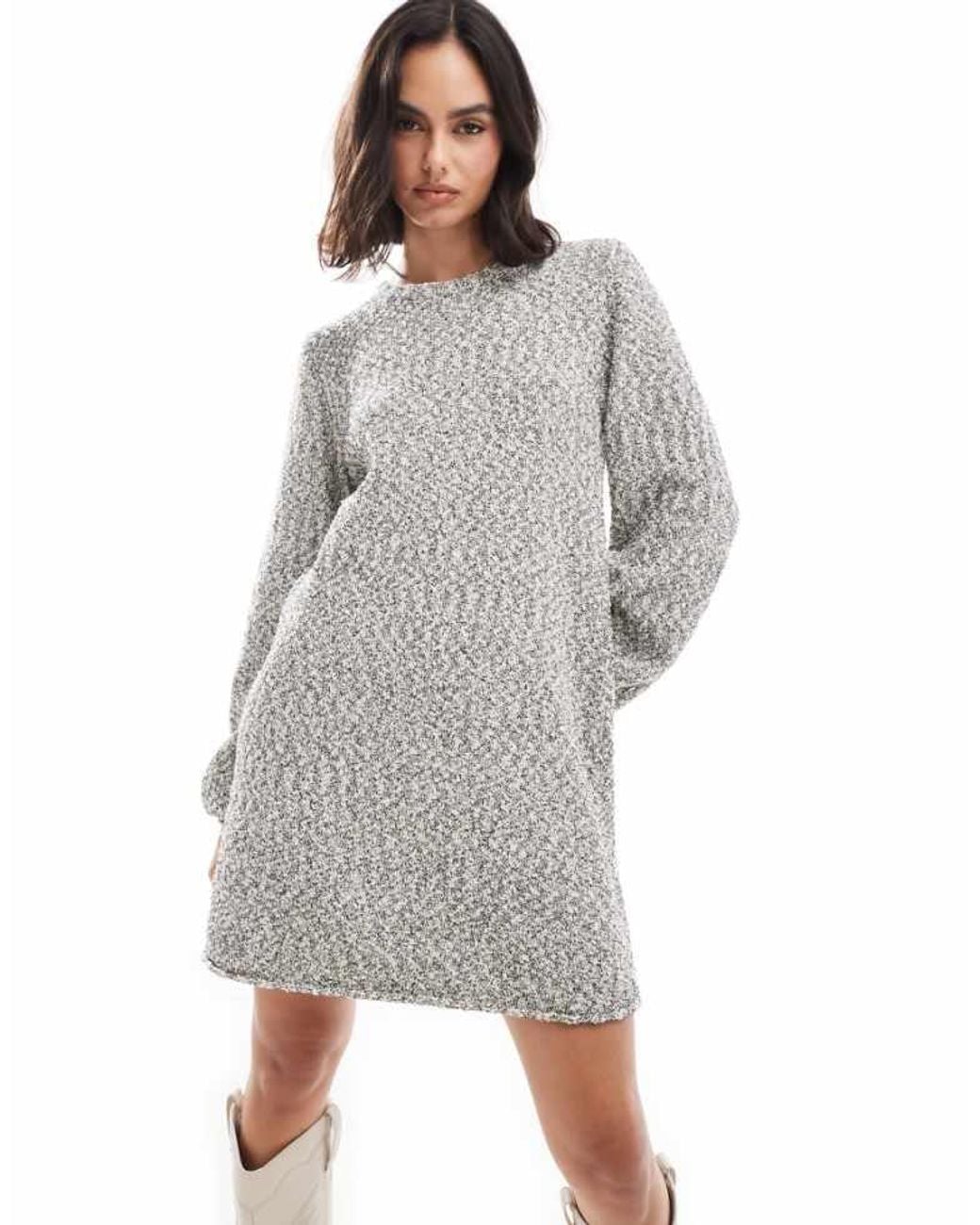 EDITED Gray Textured Knit Mini Dress
