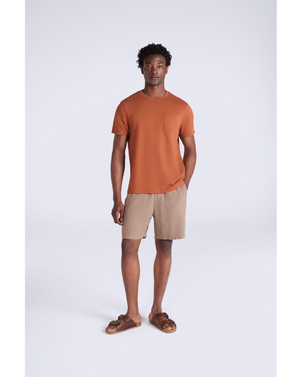 Mountain Warehouse Brown 'Texture' T-Shirt Short Sleeve Soft Textured Casual Summer Top With Pocket Cotton for men
