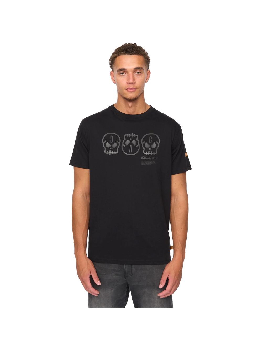 Duck and Cover Black Deltamans T-Shirt Cotton for men