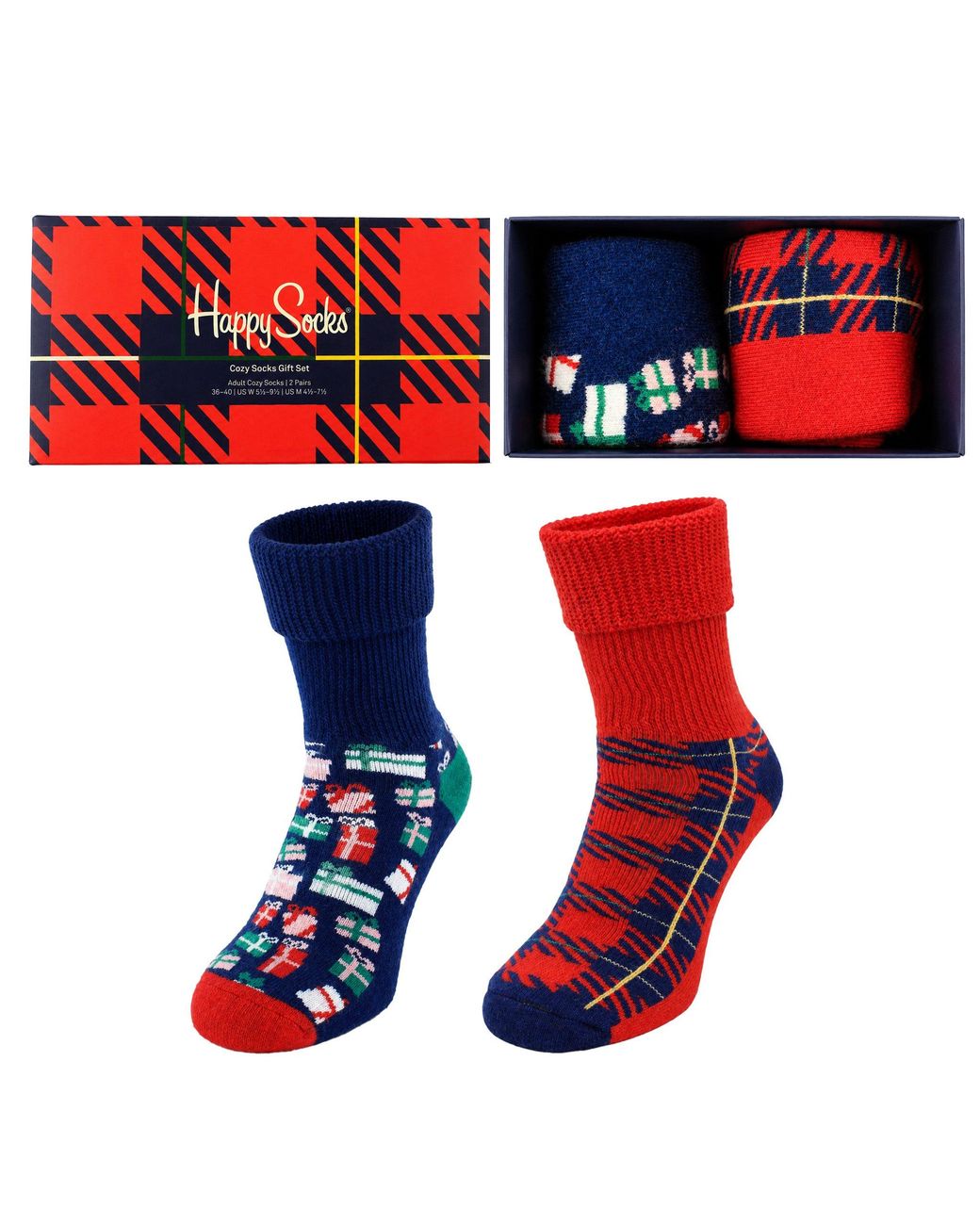 Happy Socks Red 2-Pack Holiday Cozy Gift Set Cotton for men