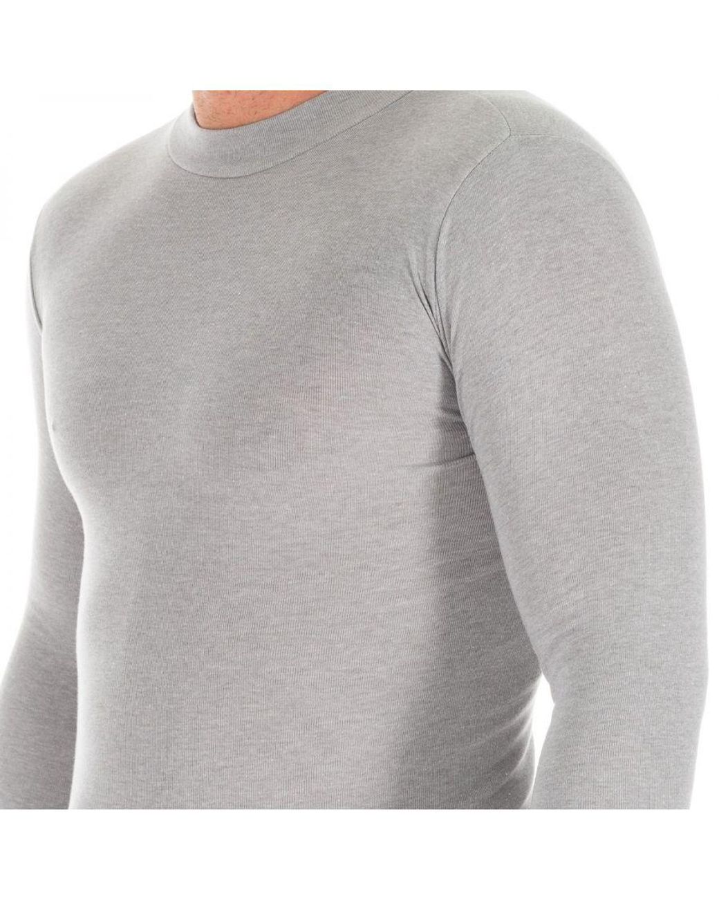 Kisses&Love Gray Long-Sleeved T-Shirt With Half-High Collar 1625-H for men