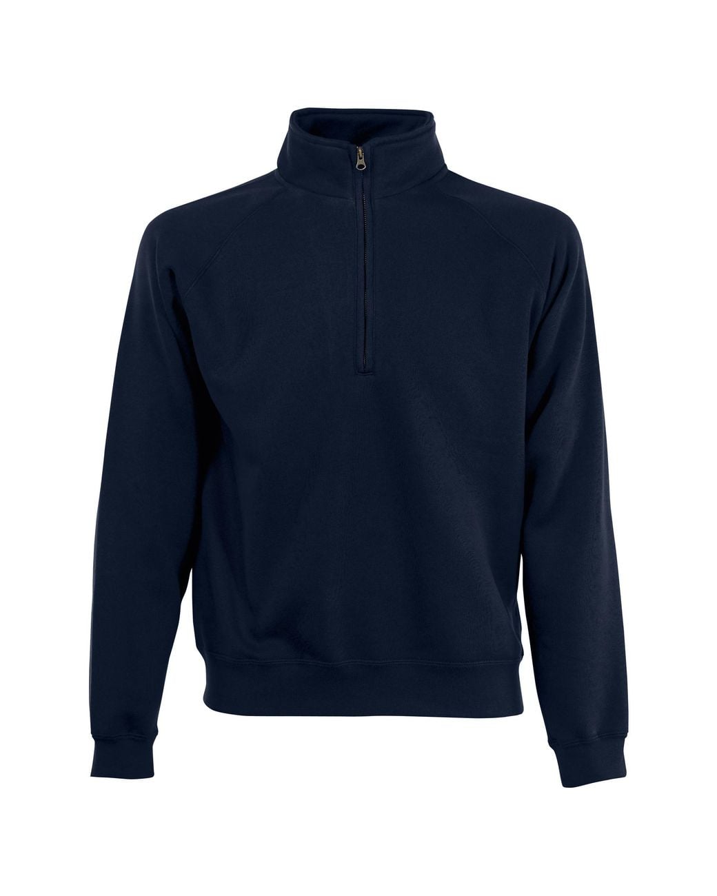 Fruit Of The Loom Blue Zip Neck Sweatshirt (Deep) Cotton for men