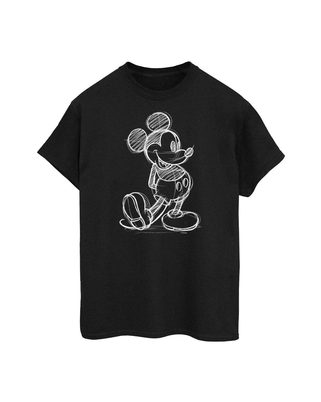 Disney Black Mickey Mouse Sketch Cotton T-Shirt for men