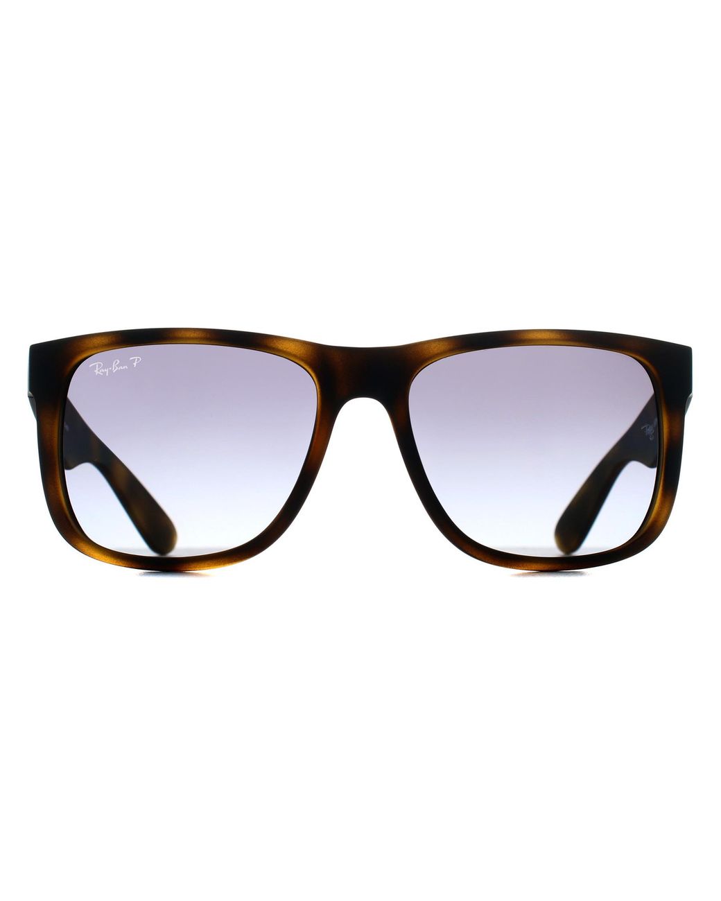 Ray-Ban Black Rectangle Matte Havana Gradient Polarized Rb4165 Justin