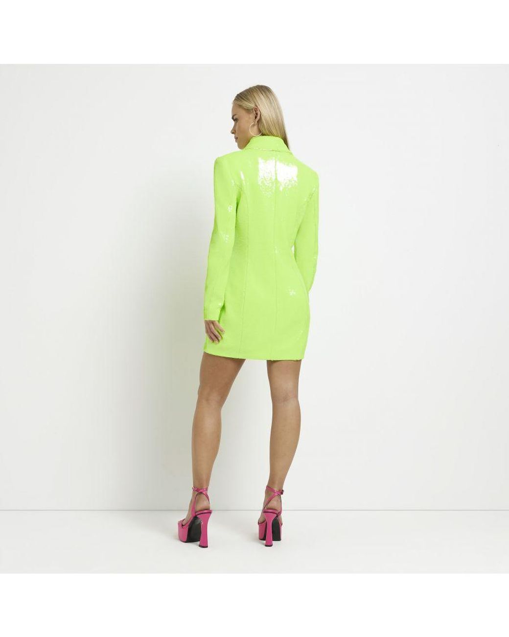 River Island Mini Blazer Dress Petite Lime Sequin in Green Lyst UK