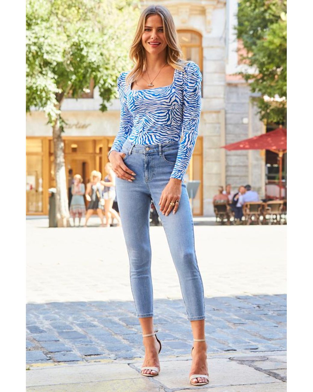 Sosandar Blue Light Wash Cropped Perfect Skinny Jeans