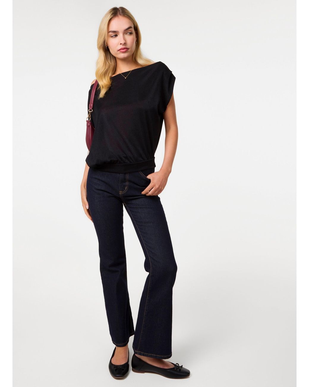 Pink Vanilla Black Off Shoulder Slinky Band Top