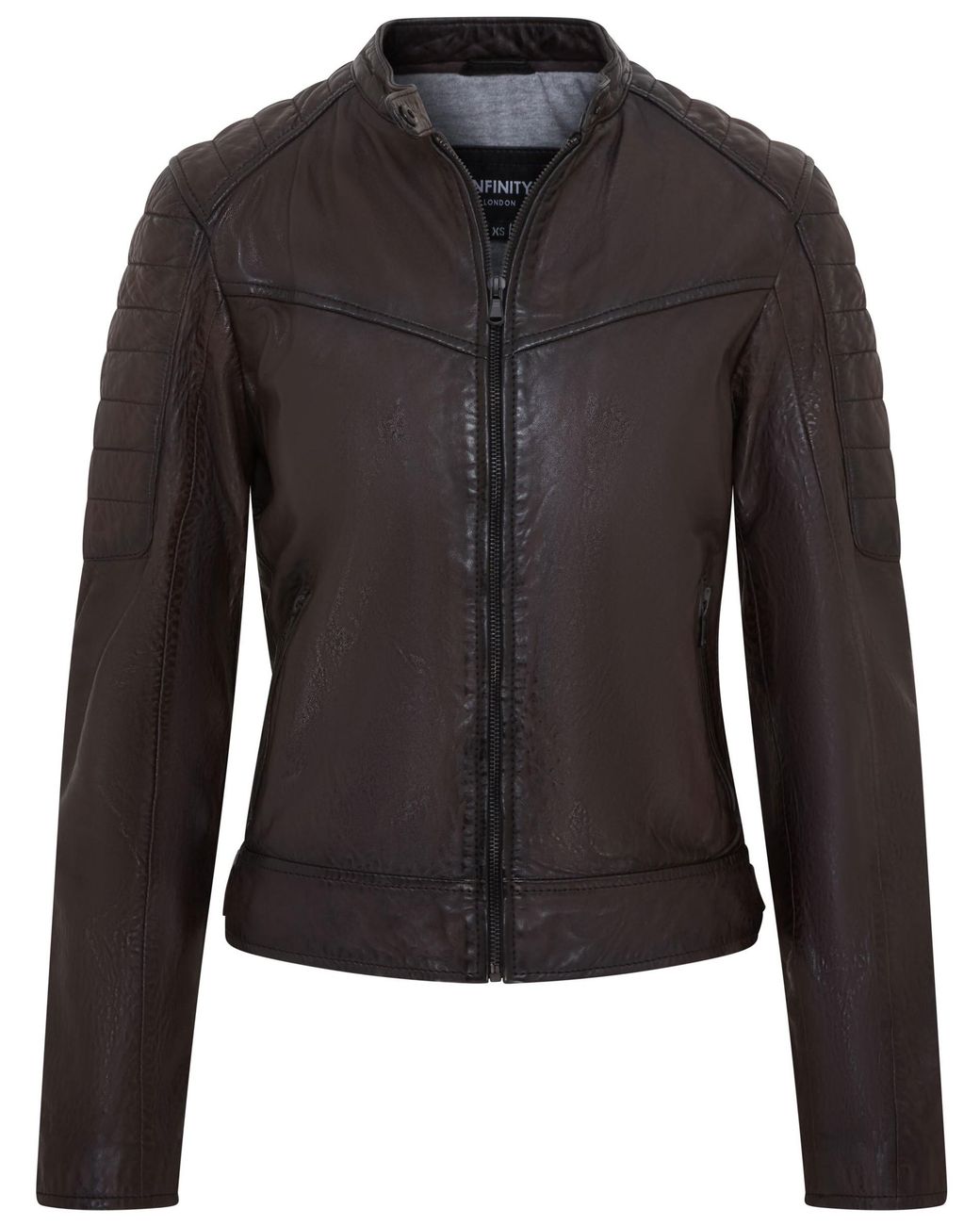 Infinity Leather Black Retro Quilted Biker Jacket