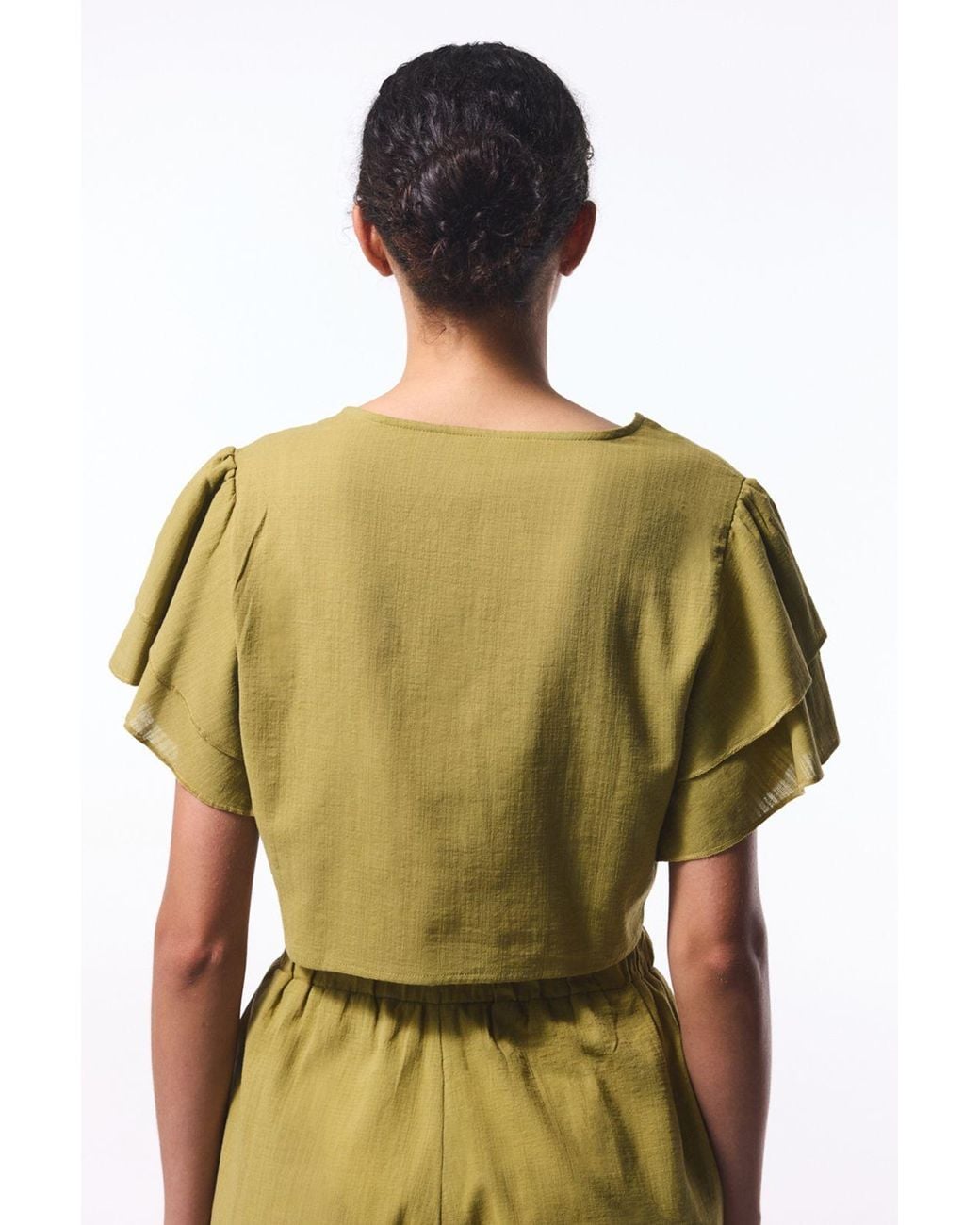 Penti Green Cotton Crop Bodysuit With Tie Detail