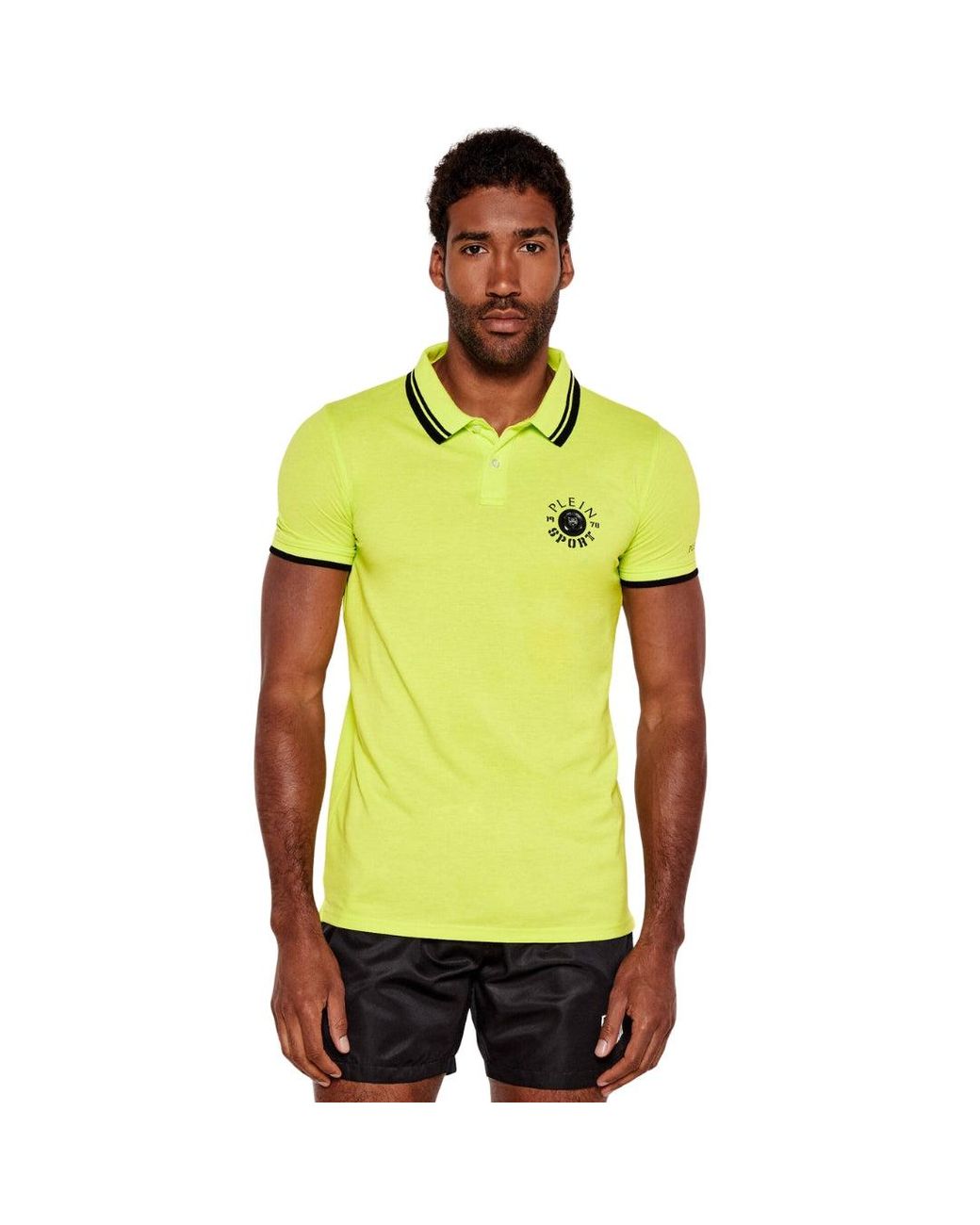 Philipp Plein Green Logo On Back Lime Polo Shirt Cotton for men