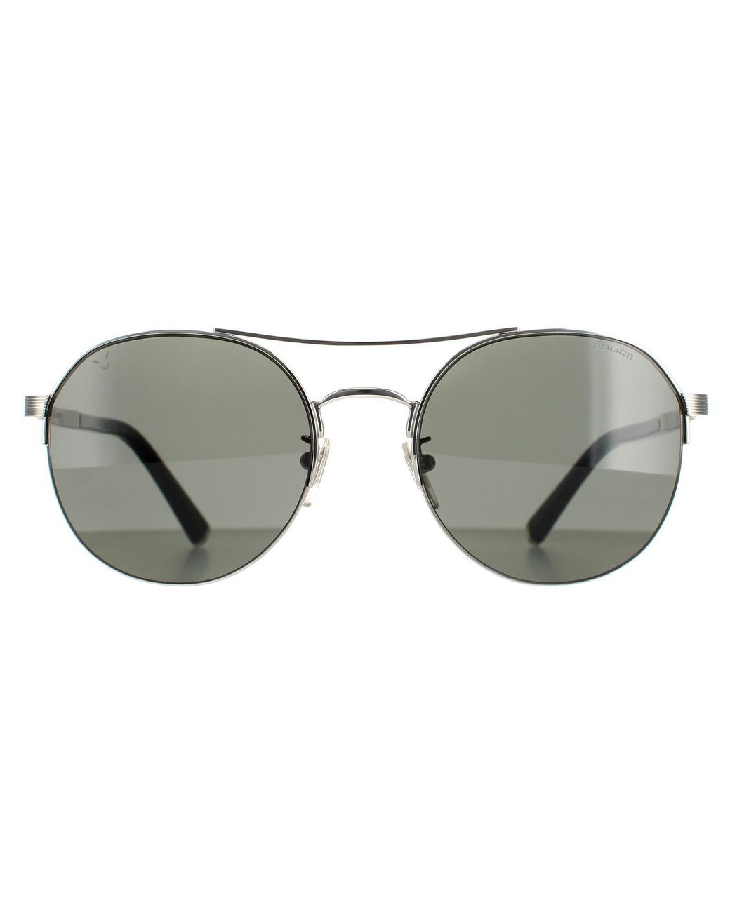 Police Gray Aviator Shiny Full Palladium Smoke Spla24 Lewis 03 for men