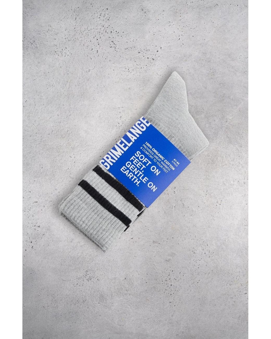 Grimelange Gray 3-Pack Striped Crew Socks for men