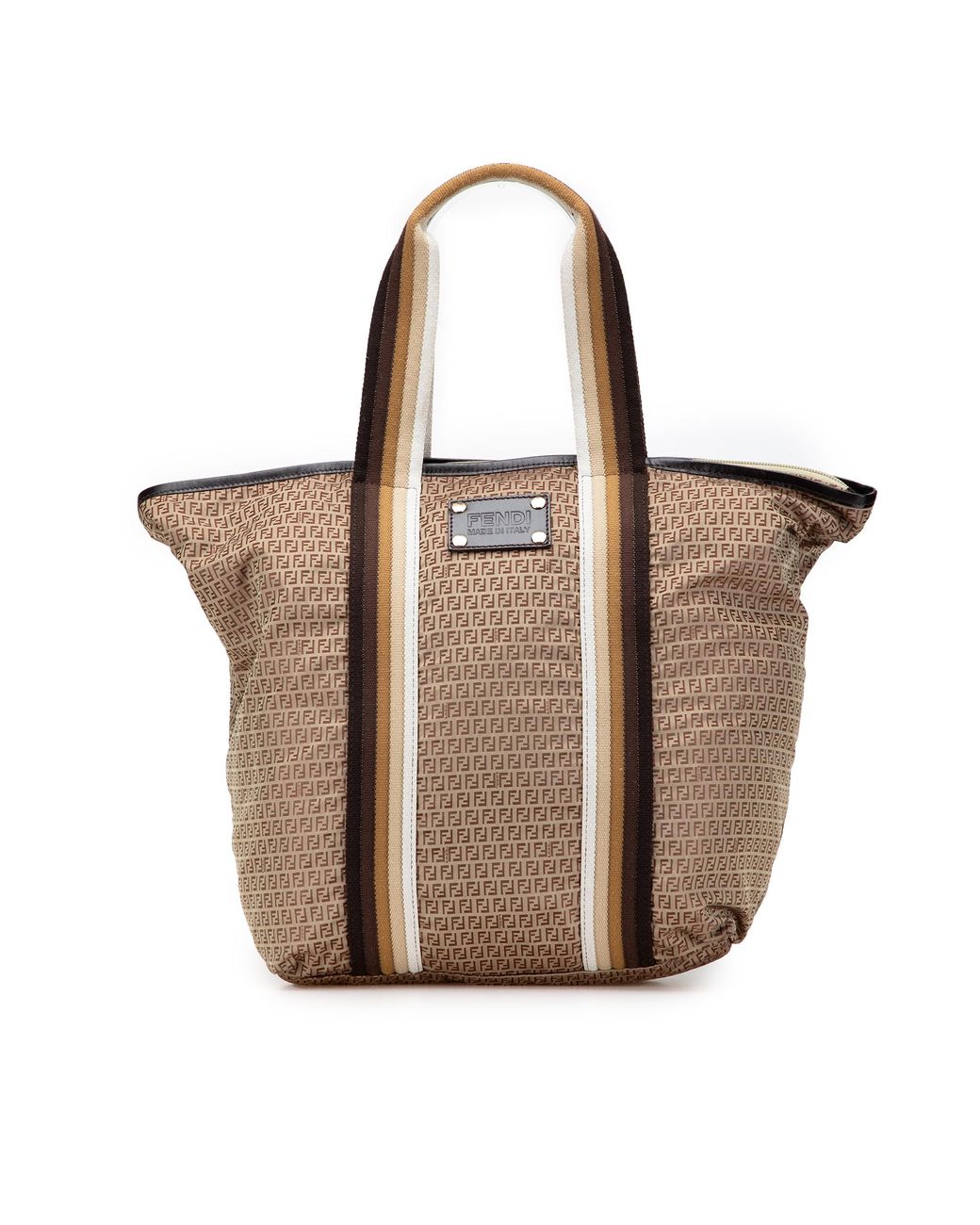 Fendi Brown Pre-Owned Micro Zucchino Nylon Tote