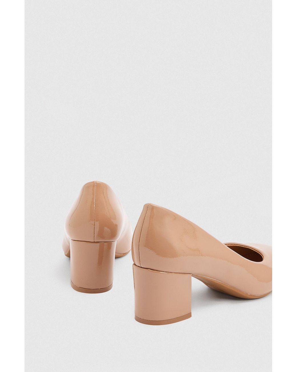 Good for the Sole Pink Bonita Faux Patent Leather Medium Block Heel Court Shoes