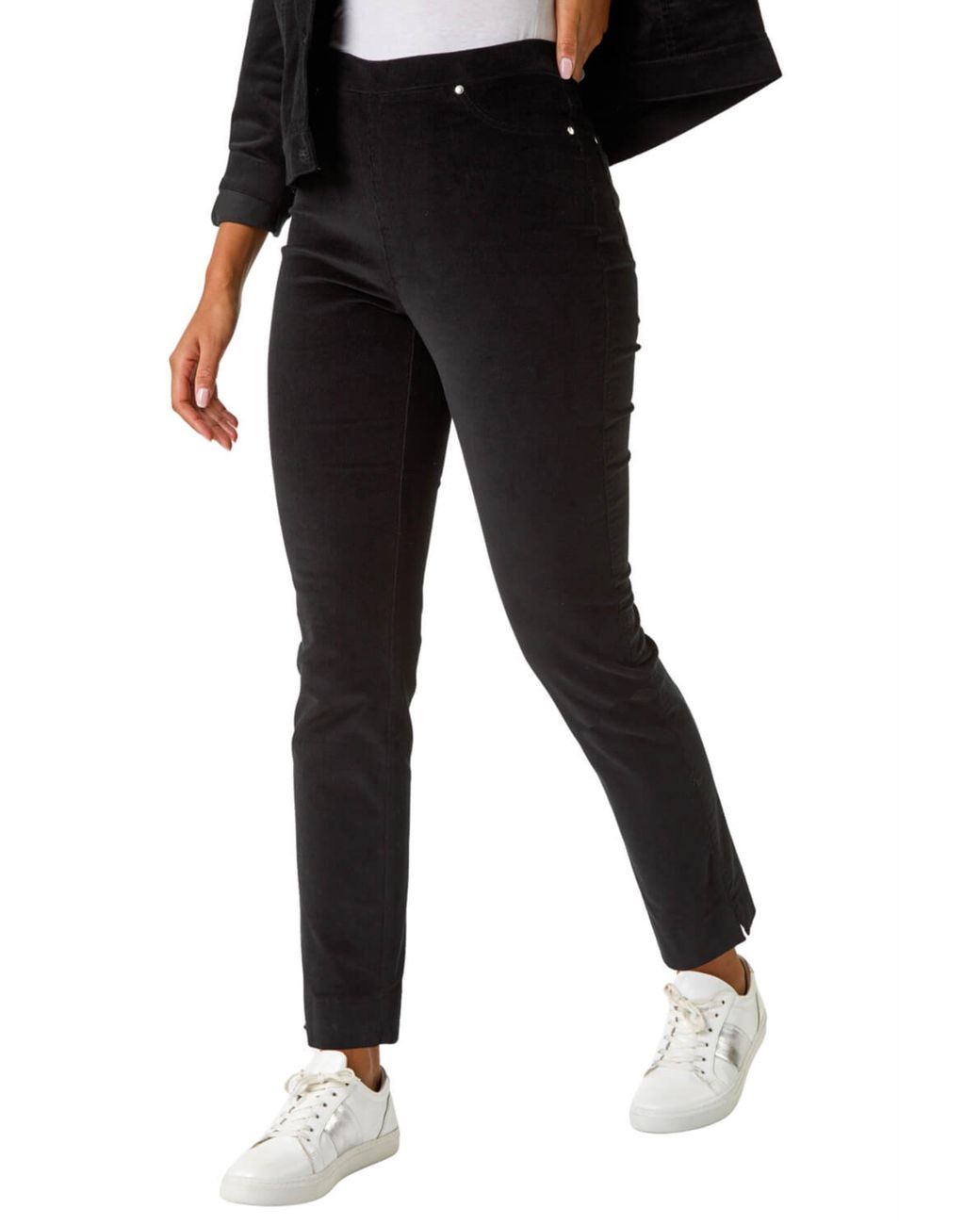 Roman Black Corduroy Stretch Denim Trousers