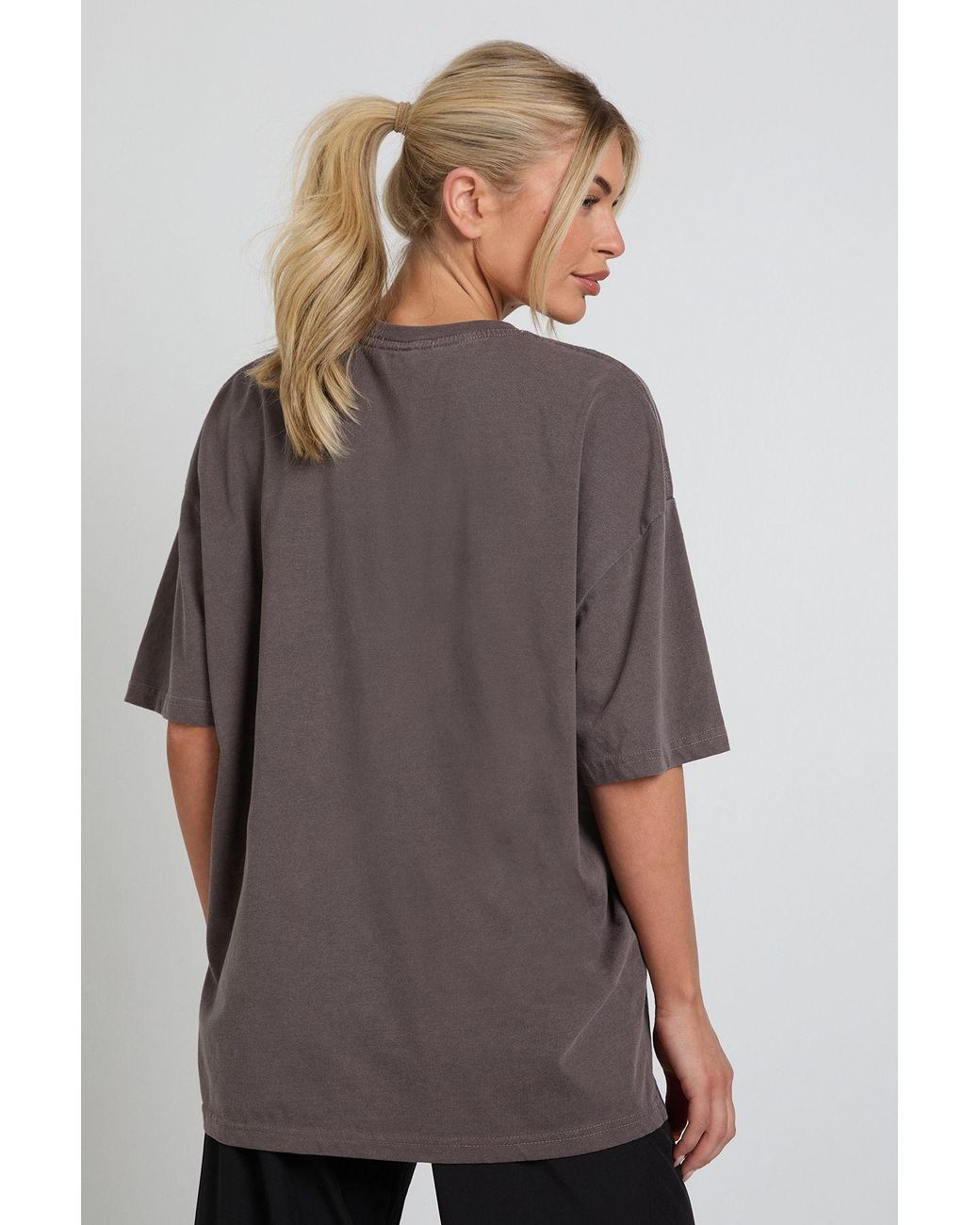 DSGN Studio Gray Embroidered Overdyed Oversized T-Shirt