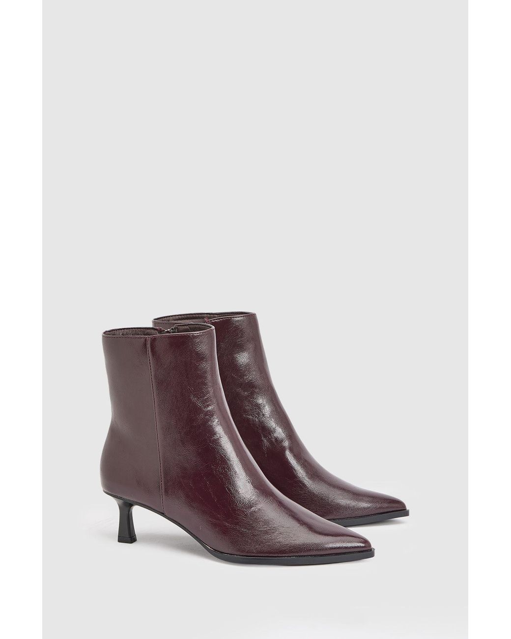 Faith Purple Harvie Faux Leather Low Stiletto Heel Ankle Boots