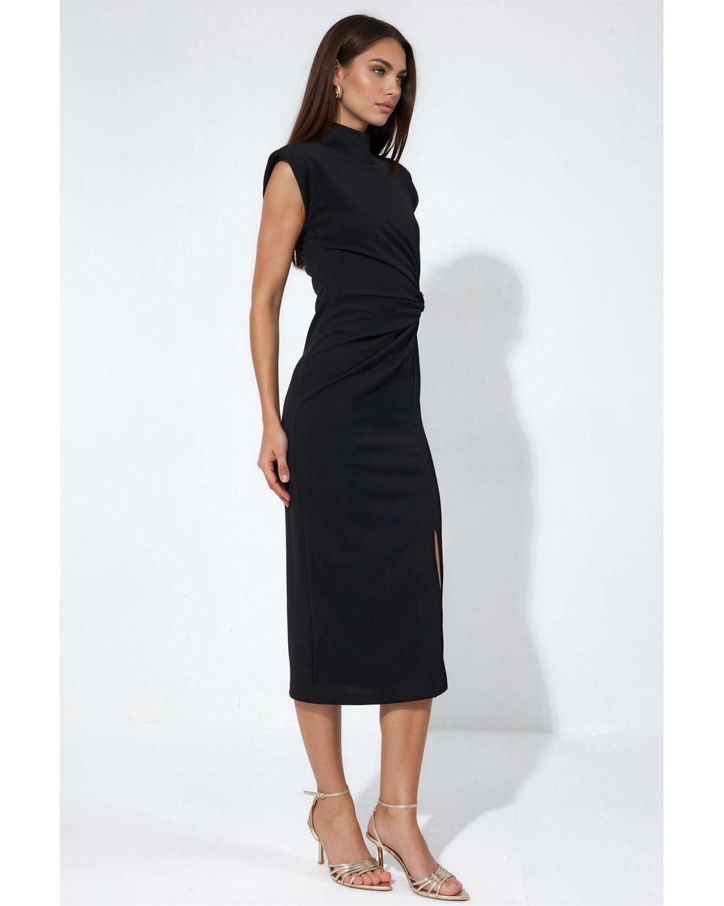Busem Black Elastane Midi Dress