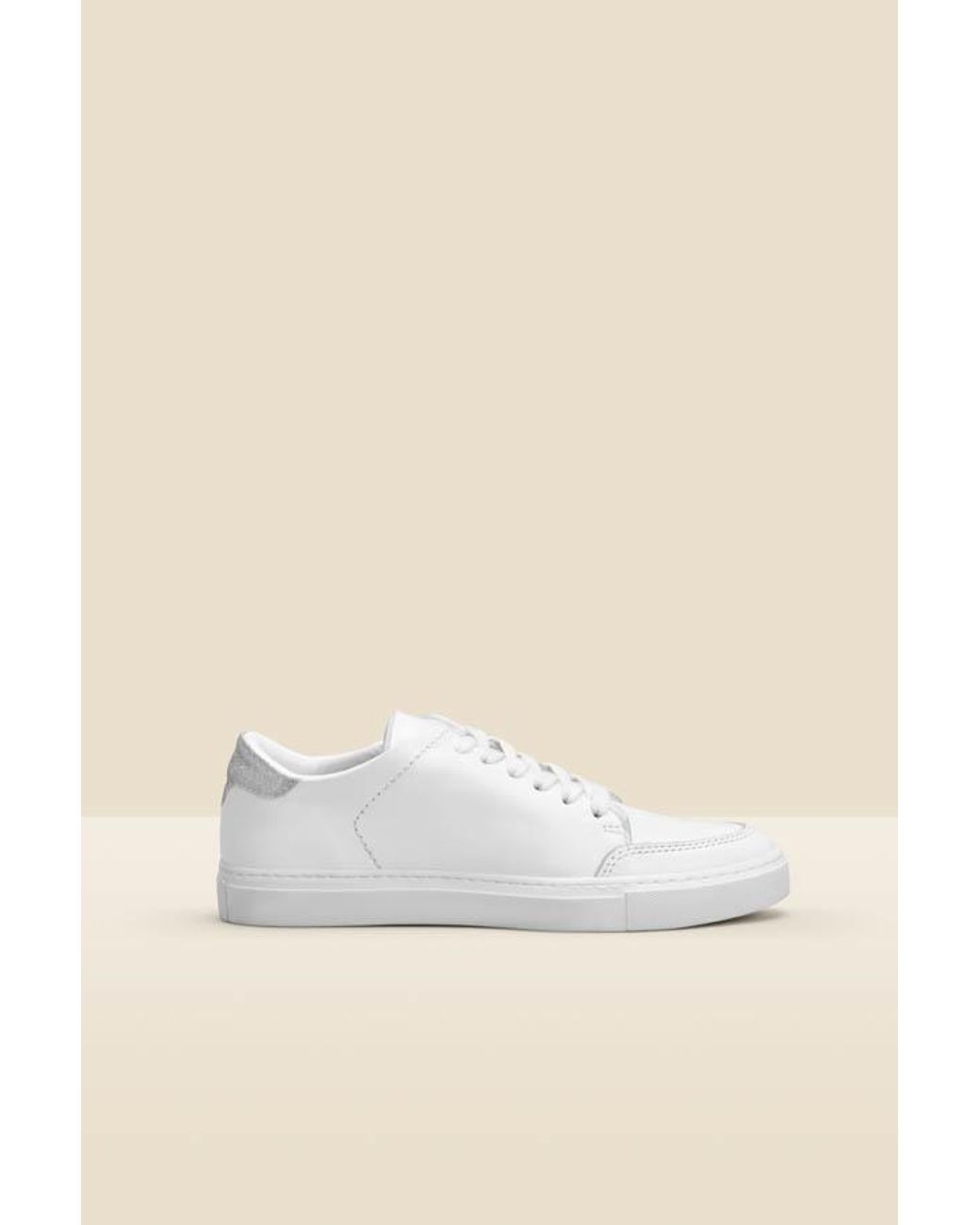 Sosandar Natural Aria Back Panel Detail Leather Trainers
