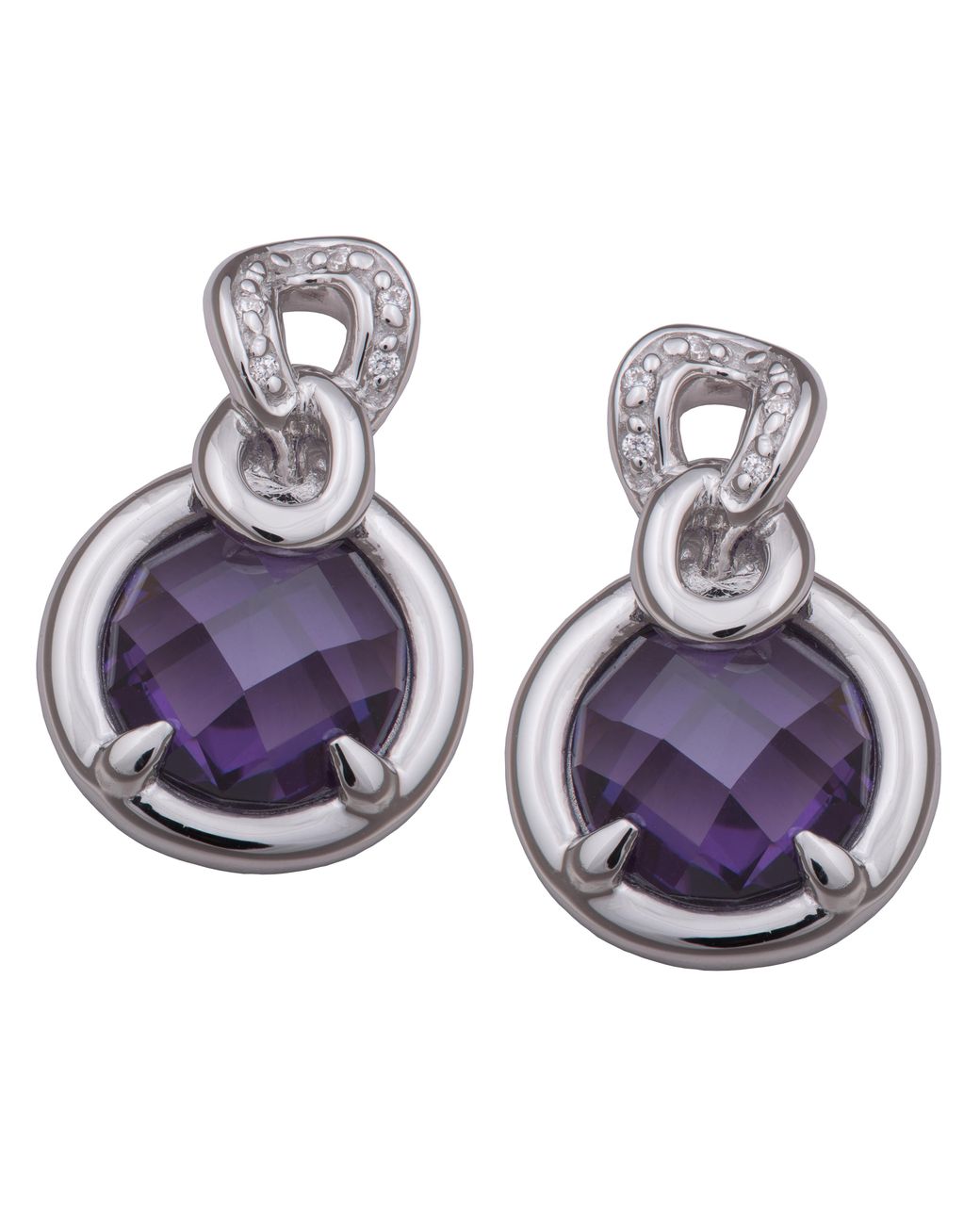 Orphelia Purple 925 Sterling Stud Earrings
