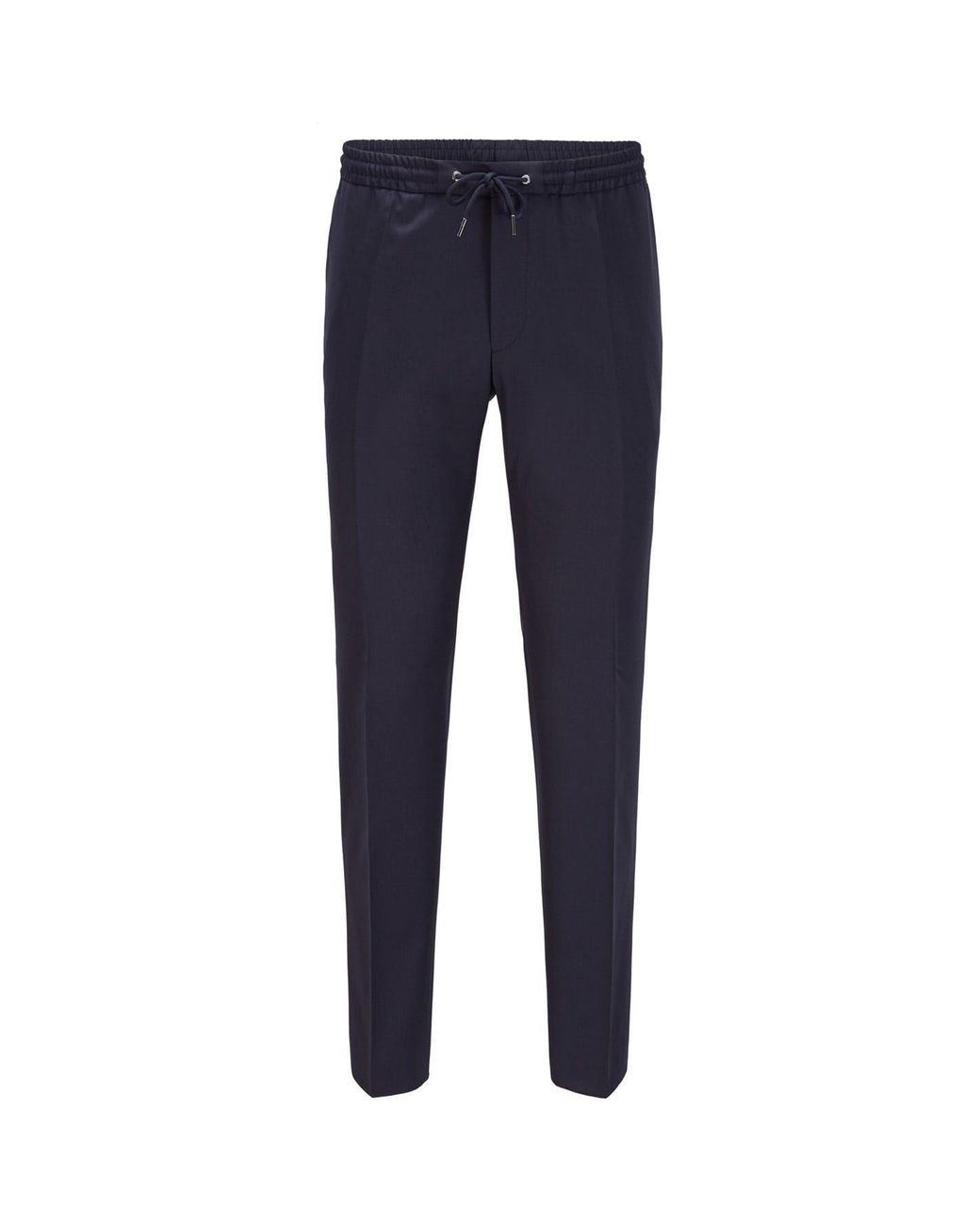 Boss Blue Banks Solid Patterned Slim Trousers for men