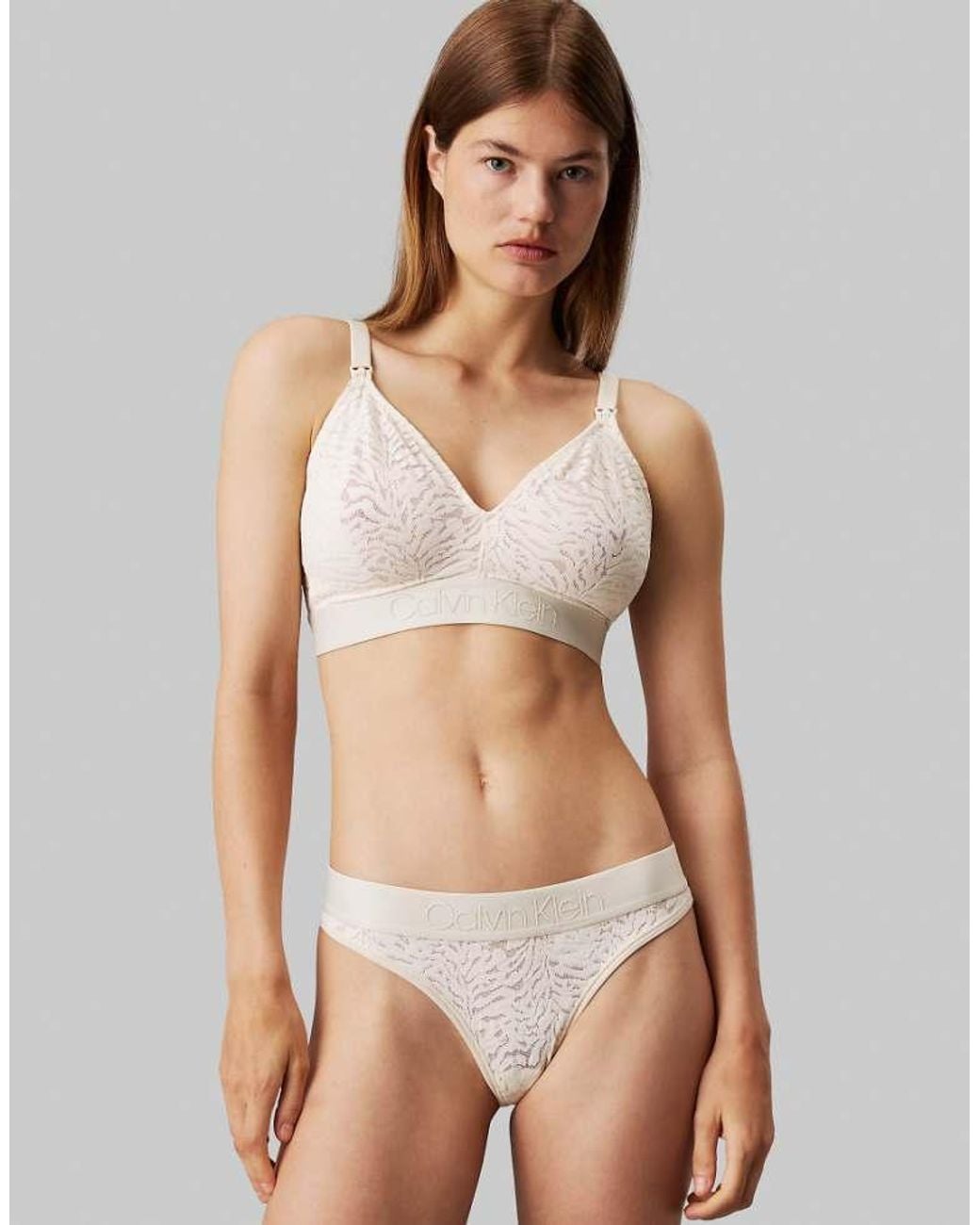 Calvin Klein Natural Maternity Intrinsic Ck Logo Unlined Triangle Plunge Patterned Bralette