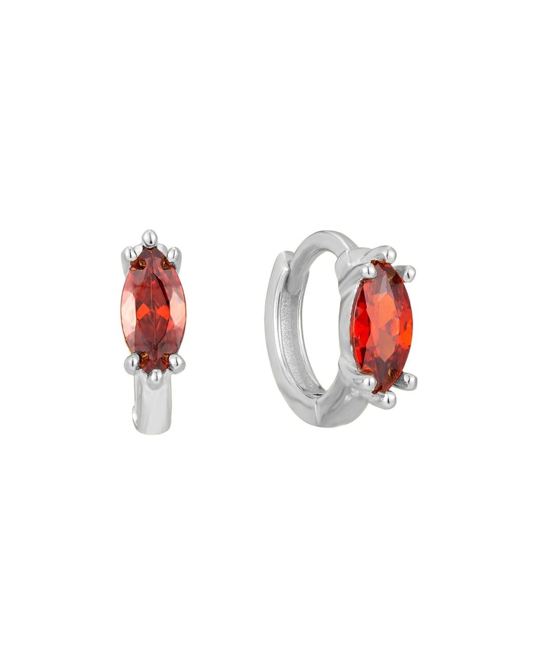 SEOL + GOLD Red Sterling Tiny Garnet Cz Hoops