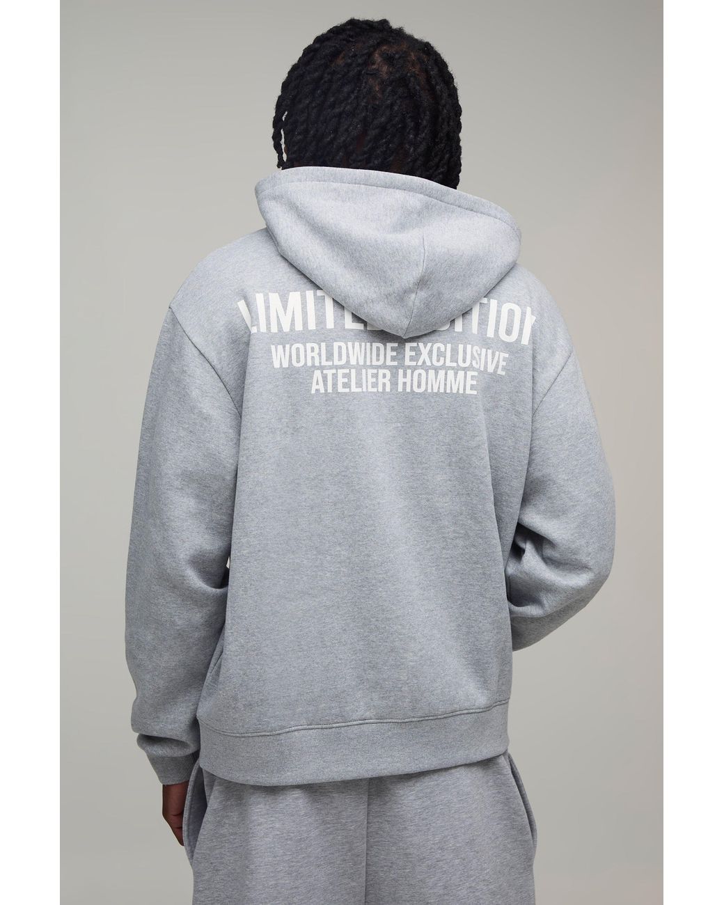 BoohooMAN Gray Tall Oversized Boxy Limited Edition Zip Through Hoodie for men