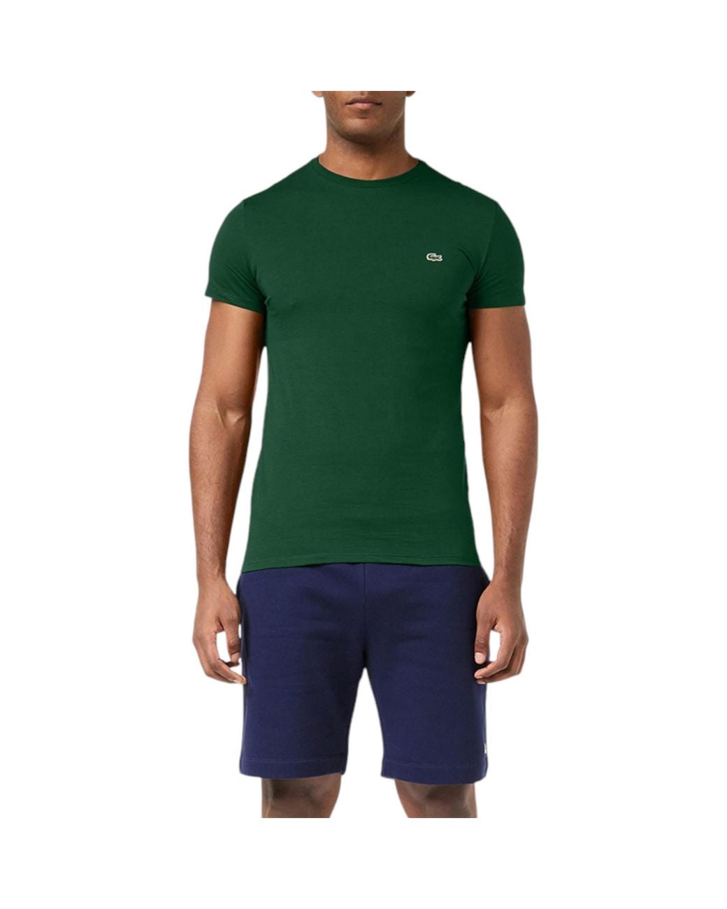 Lacoste Green Th6709 T Shirts Short Sleeve Crew Neck Soft Pima Cotton Summer Tee for men