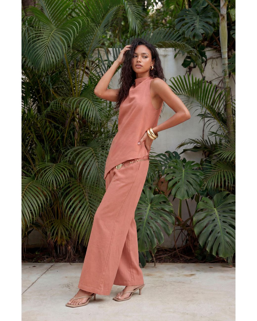 Boohoo Green Peached Wide Leg Trouser