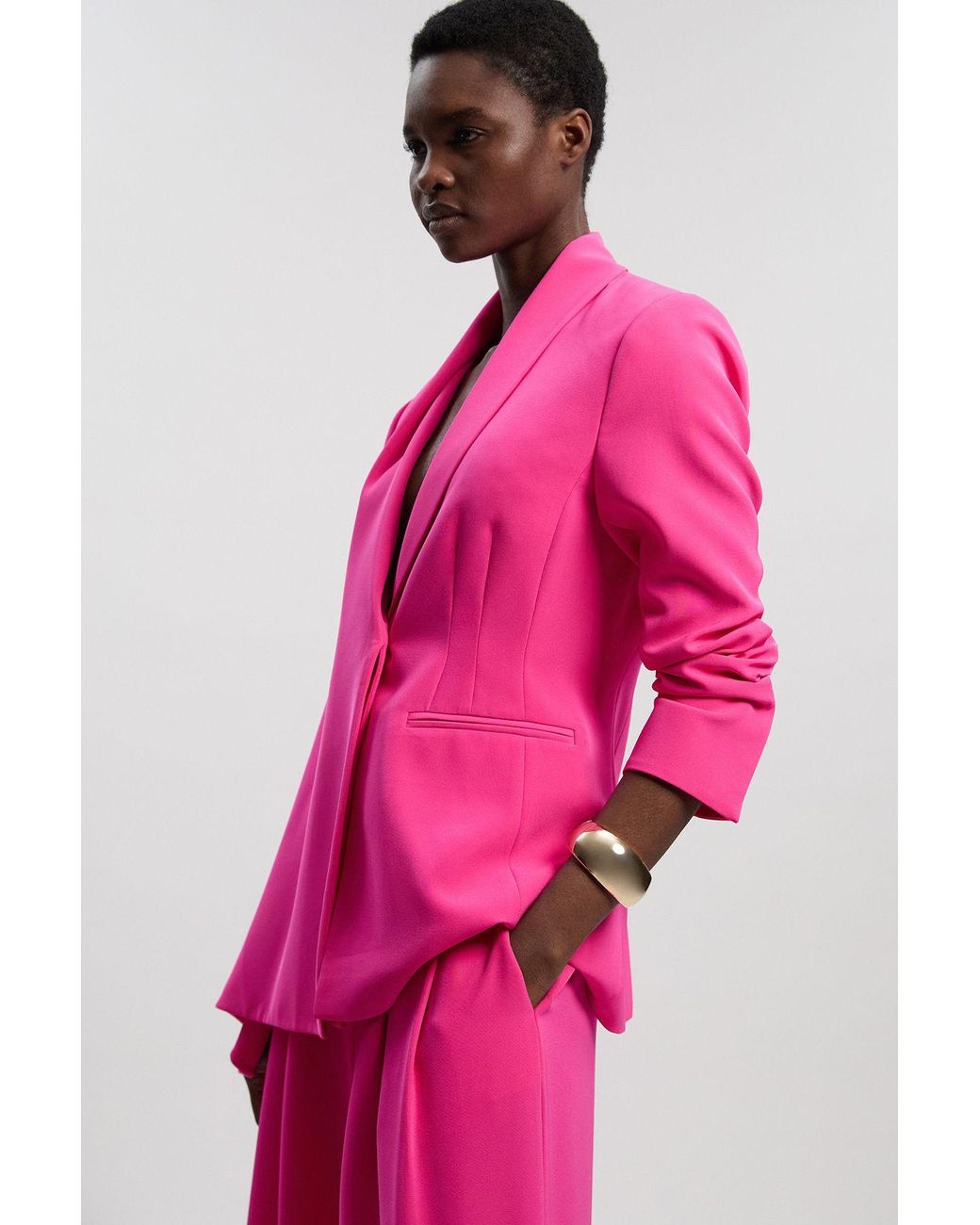 Karen Millen Pink Petite Soft Tailored Single Breasted Blazer
