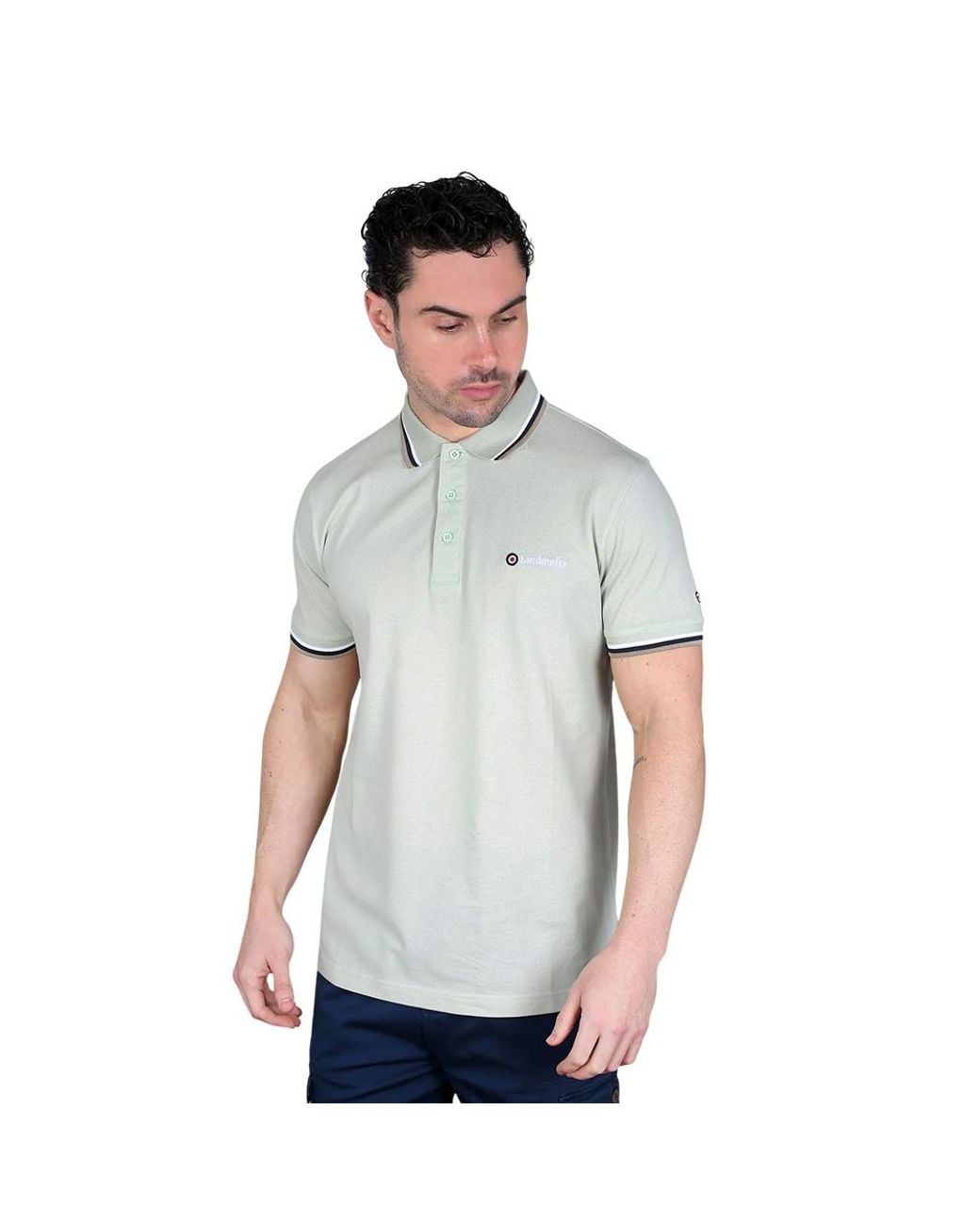 Lambretta Gray Triple Tipped Polo Shirt (Pale Aqua//Sapphire/Cashew) for men