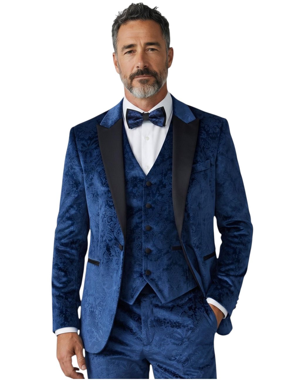 TruClothing Blue3 Piece Velvet Wedding Tuxedo Formal Suit for men