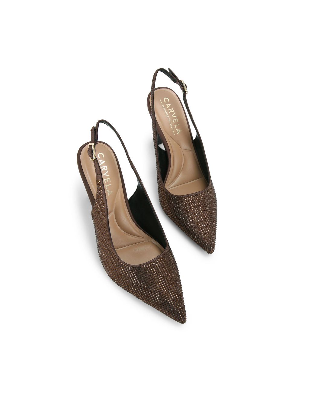 Carvela Kurt Geiger Brown Corletta Sling Jewel Heels