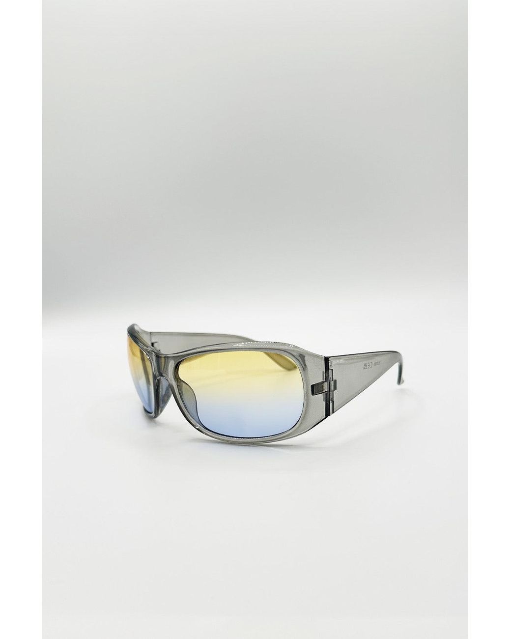SVNX Metallic Oversized Racer Sunglasses
