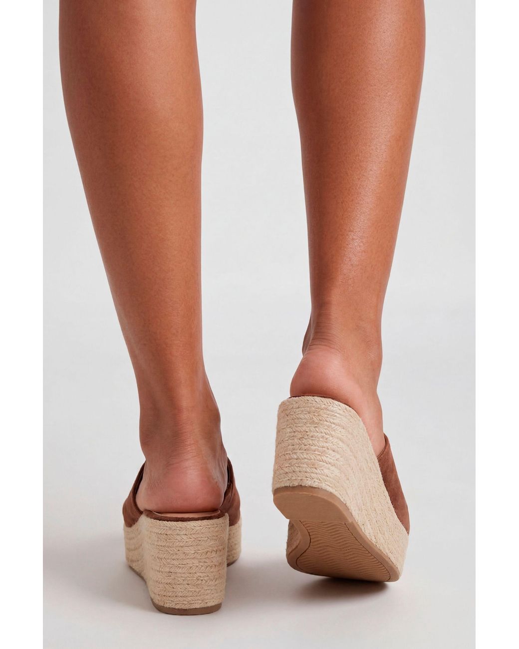 Boohoo Brown Faux Suede Square Toe Espadrille Wedges